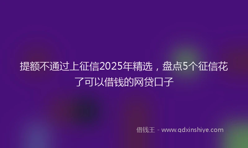 提额不通过上征信2025年精选，盘点5个征信花了可以借钱的网贷口子