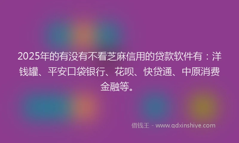 2025年的有没有不看芝麻信用的贷款软件有：洋钱罐、平安口袋银行、花呗、快贷通、中原消费金融等。