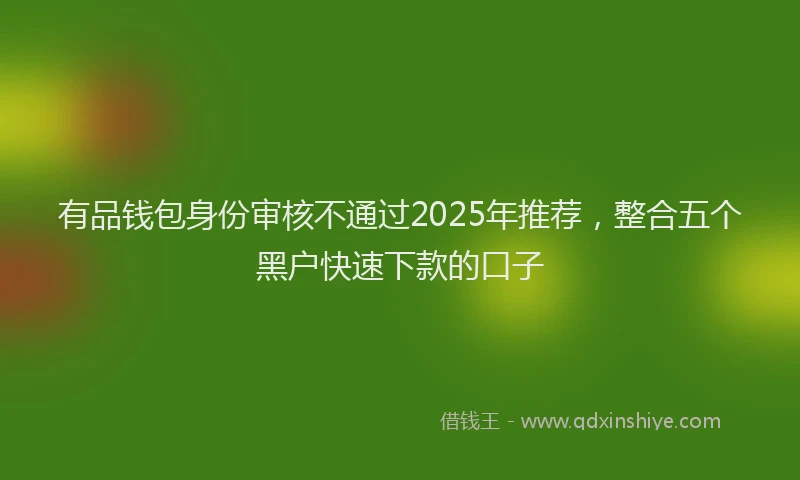 有品钱包身份审核不通过2025年推荐，整合五个黑户快速下款的口子
