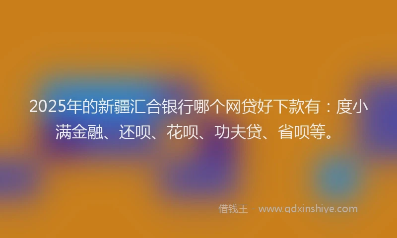 2025年的新疆汇合银行哪个网贷好下款有：度小满金融、还呗、花呗、功夫贷、省呗等。