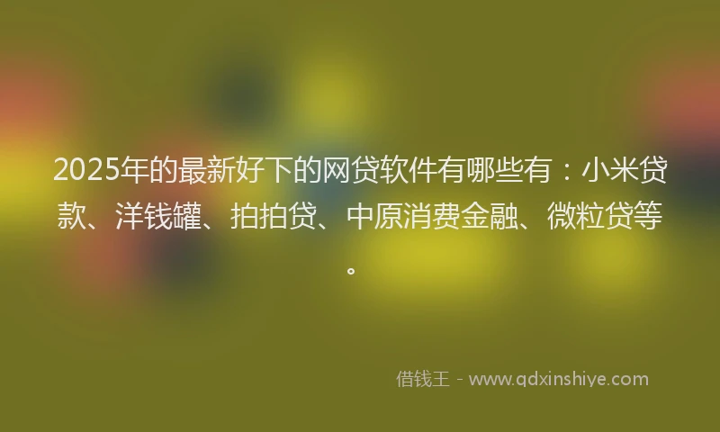 2025年的最新好下的网贷软件有哪些有：小米贷款、洋钱罐、拍拍贷、中原消费金融、微粒贷等。