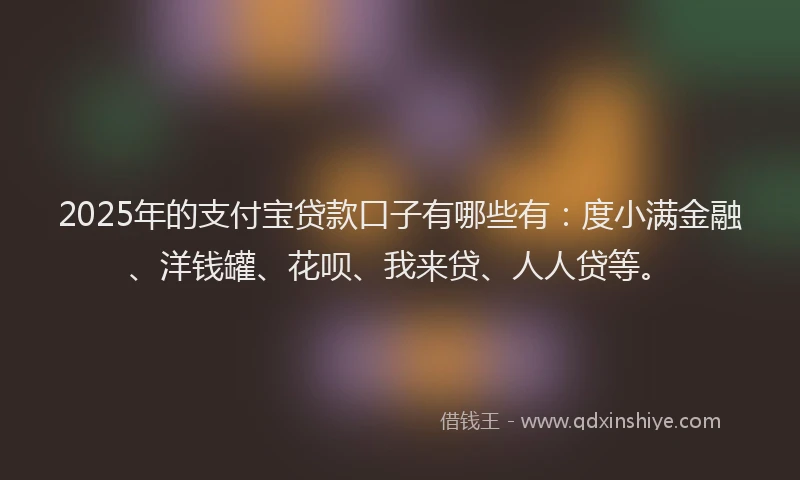 2025年的支付宝贷款口子有哪些有：度小满金融、洋钱罐、花呗、我来贷、人人贷等。