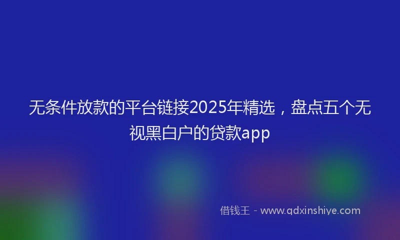 无条件放款的平台链接2025年精选，盘点五个无视黑白户的贷款app