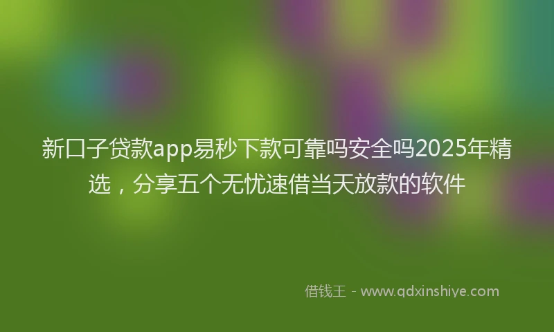 新口子贷款app易秒下款可靠吗安全吗2025年精选，分享五个无忧速借当天放款的软件