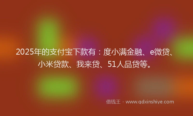 2025年的支付宝下款有：度小满金融、e微贷、小米贷款、我来贷、51人品贷等。