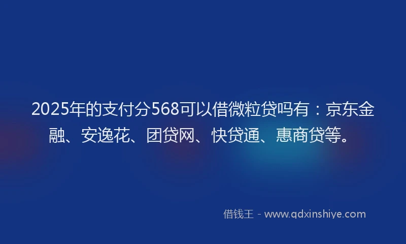 2025年的支付分568可以借微粒贷吗有：京东金融、安逸花、团贷网、快贷通、惠商贷等。