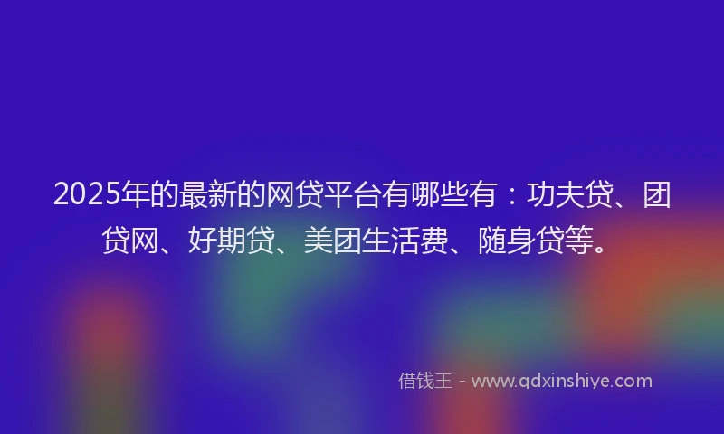 2025年的最新的网贷平台有哪些有：功夫贷、团贷网、好期贷、美团生活费、随身贷等。