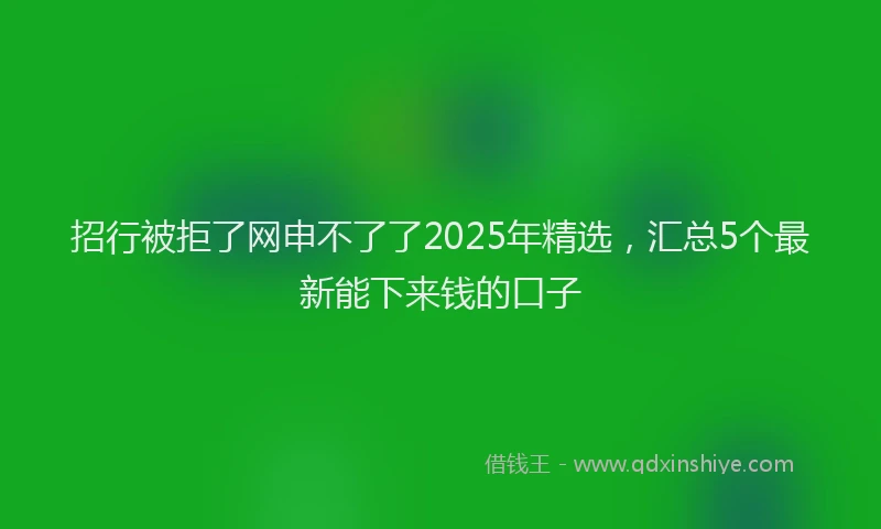 招行被拒了网申不了了2025年精选，汇总5个最新能下来钱的口子