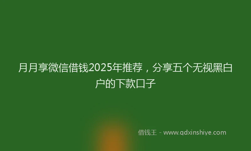 月月享微信借钱2025年推荐，分享五个无视黑白户的下款口子