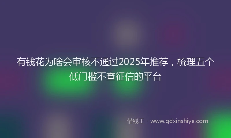 有钱花为啥会审核不通过2025年推荐，梳理五个低门槛不查征信的平台