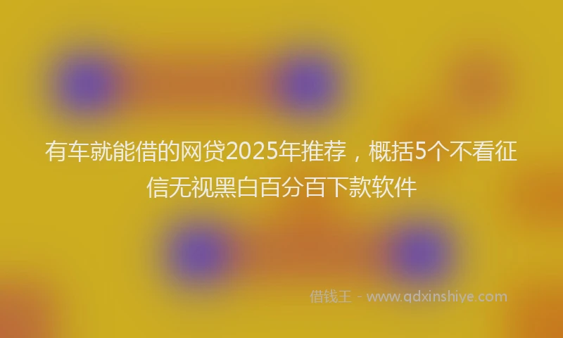 有车就能借的网贷2025年推荐，概括5个不看征信无视黑白百分百下款软件