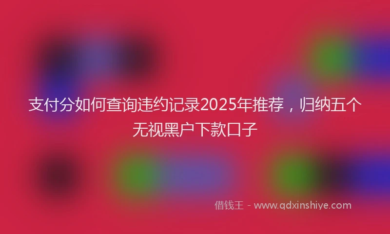支付分如何查询违约记录2025年推荐，归纳五个无视黑户下款口子