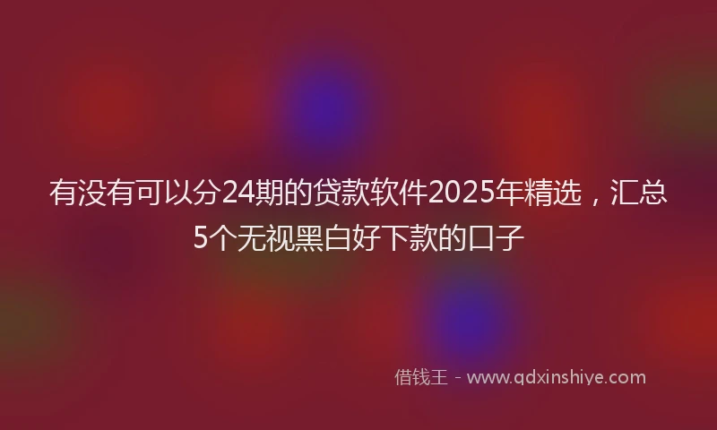 有没有可以分24期的贷款软件2025年精选，汇总5个无视黑白好下款的口子
