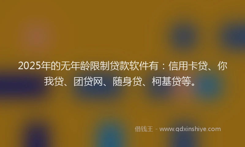 2025年的无年龄限制贷款软件有：信用卡贷、你我贷、团贷网、随身贷、柯基贷等。