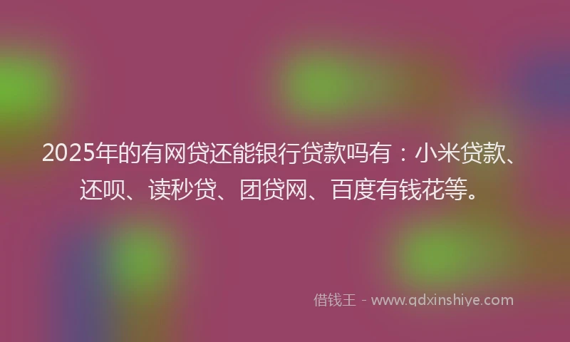 2025年的有网贷还能银行贷款吗有：小米贷款、还呗、读秒贷、团贷网、百度有钱花等。