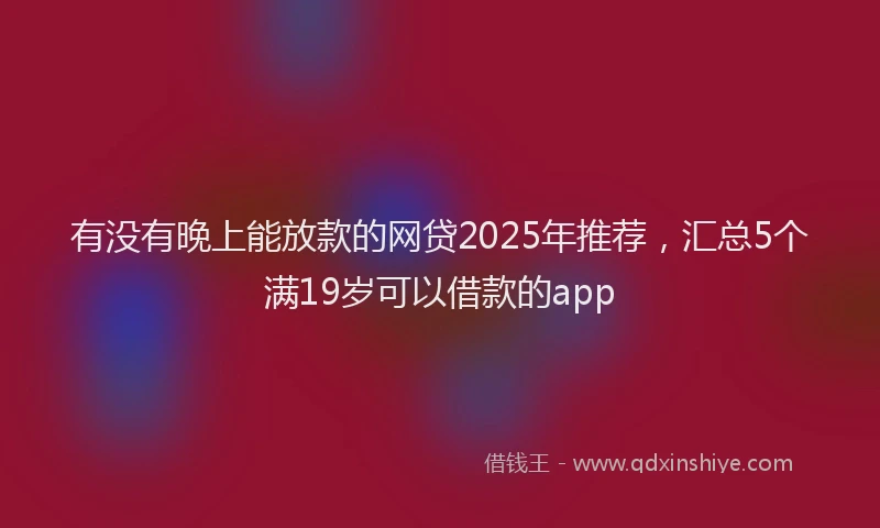 有没有晚上能放款的网贷2025年推荐，汇总5个满19岁可以借款的app