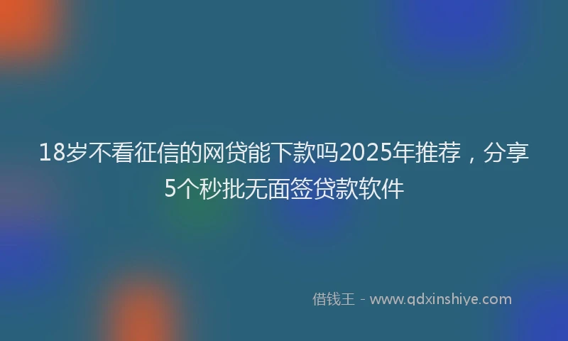 18岁不看征信的网贷能下款吗2025年推荐，分享5个秒批无面签贷款软件