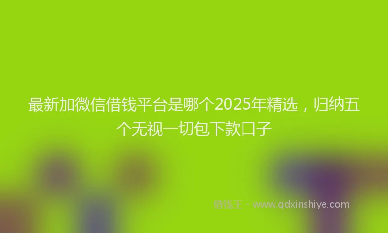 最新加微信借钱平台是哪个2025年精选，归纳五个无视一切包下款口子