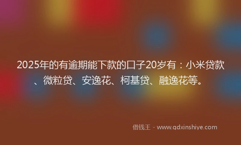 2025年的有逾期能下款的口子20岁有：小米贷款、微粒贷、安逸花、柯基贷、融逸花等。