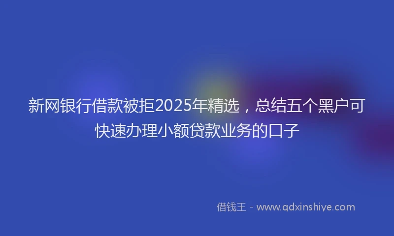 新网银行借款被拒2025年精选，总结五个黑户可快速办理小额贷款业务的口子