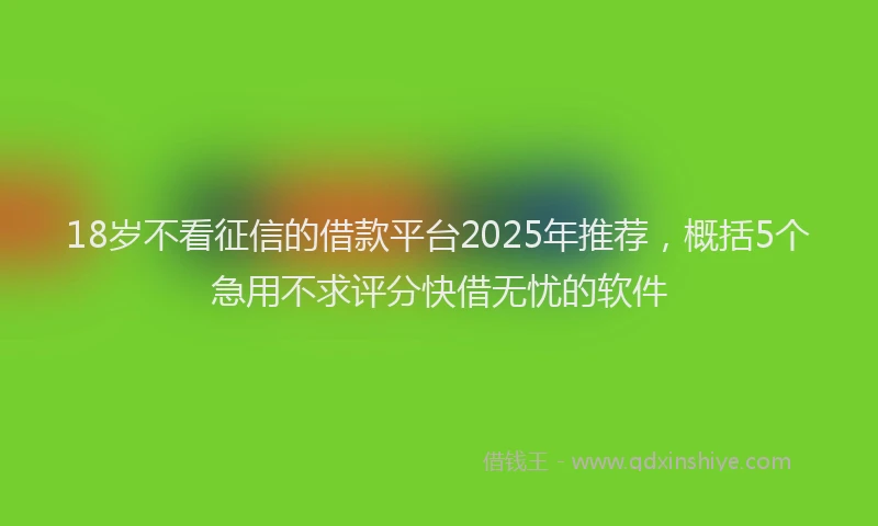 18岁不看征信的借款平台2025年推荐，概括5个急用不求评分快借无忧的软件