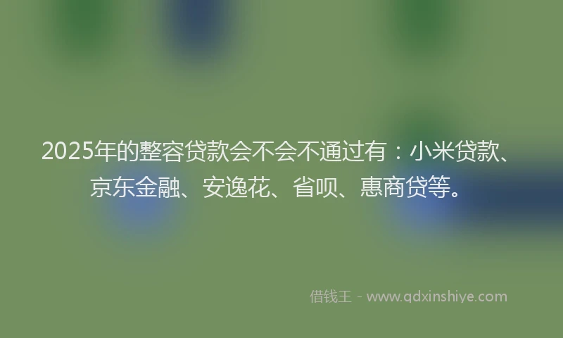 2025年的整容贷款会不会不通过有：小米贷款、京东金融、安逸花、省呗、惠商贷等。