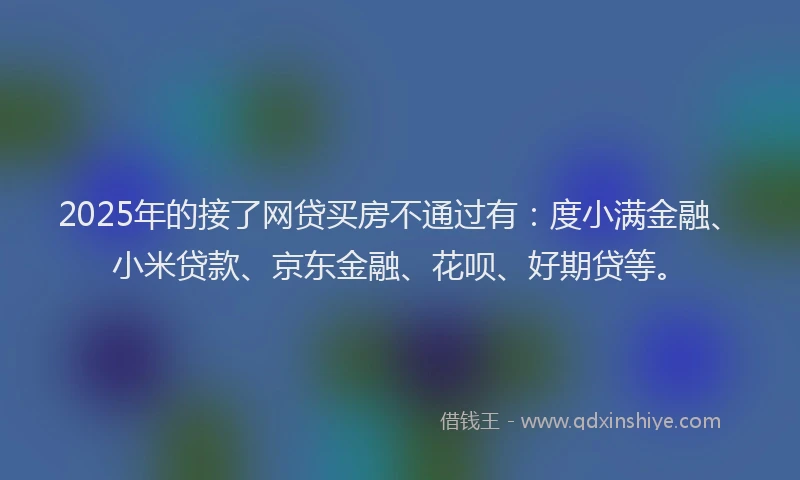 2025年的接了网贷买房不通过有：度小满金融、小米贷款、京东金融、花呗、好期贷等。