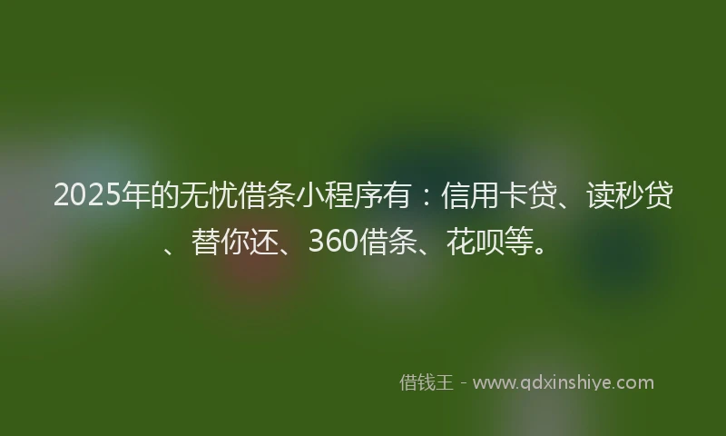 2025年的无忧借条小程序有：信用卡贷、读秒贷、替你还、360借条、花呗等。