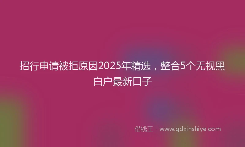 招行申请被拒原因2025年精选，整合5个无视黑白户最新口子