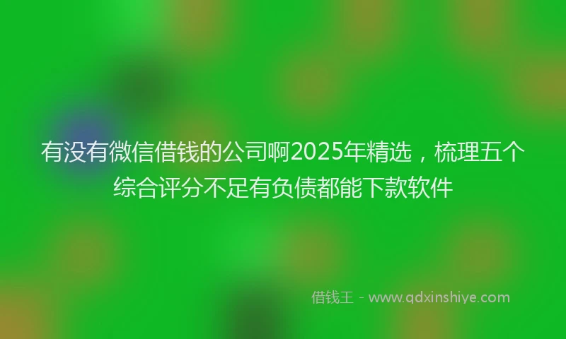 有没有微信借钱的公司啊2025年精选，梳理五个综合评分不足有负债都能下款软件