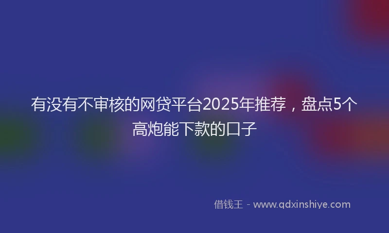 有没有不审核的网贷平台2025年推荐，盘点5个高炮能下款的口子