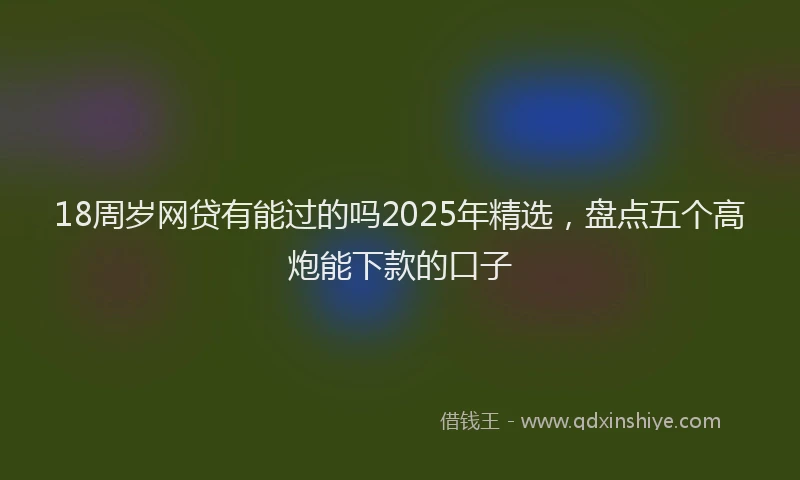 18周岁网贷有能过的吗2025年精选，盘点五个高炮能下款的口子