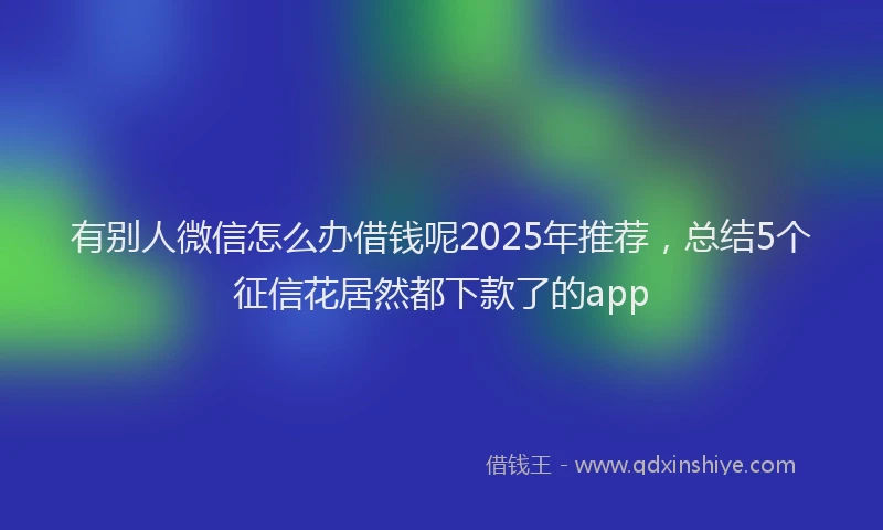 有别人微信怎么办借钱呢2025年推荐，总结5个征信花居然都下款了的app