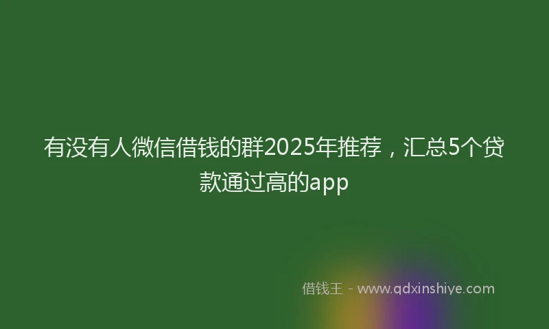 有没有人微信借钱的群2025年推荐，汇总5个贷款通过高的app