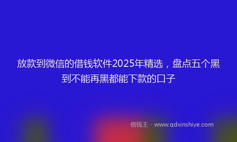 放款到微信的借钱软件2025年精选，盘点五个黑到不能再黑都能下款的口子