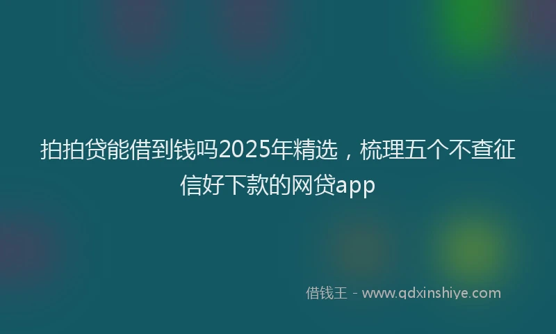拍拍贷能借到钱吗2025年精选，梳理五个不查征信好下款的网贷app
