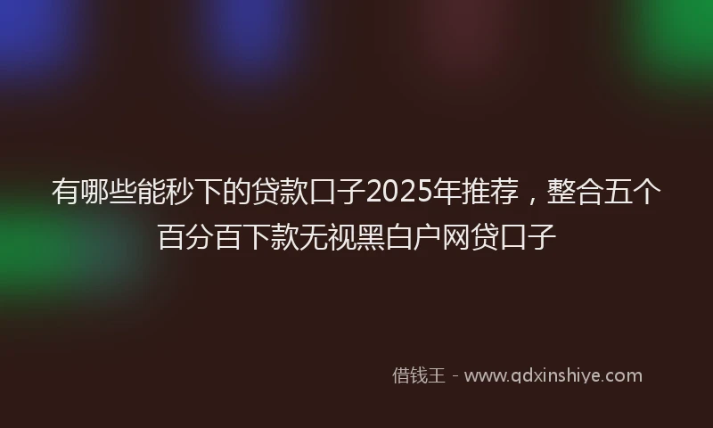 有哪些能秒下的贷款口子2025年推荐，整合五个百分百下款无视黑白户网贷口子