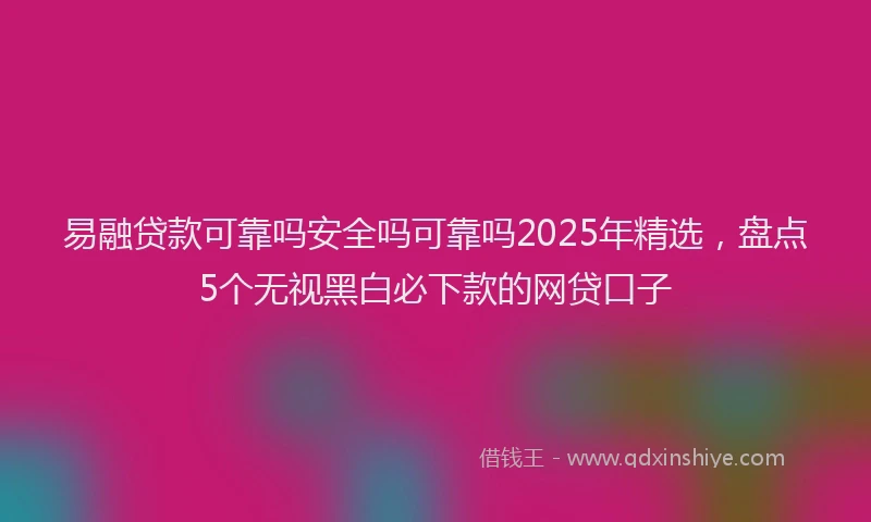 易融贷款可靠吗安全吗可靠吗2025年精选，盘点5个无视黑白必下款的网贷口子