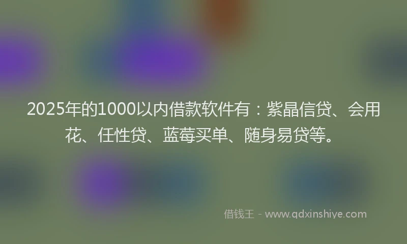 2025年的1000以内借款软件有：紫晶信贷、会用花、任性贷、蓝莓买单、随身易贷等。