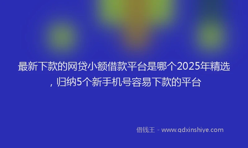 最新下款的网贷小额借款平台是哪个2025年精选，归纳5个新手机号容易下款的平台