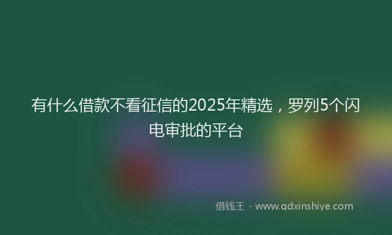 有什么借款不看征信的2025年精选，罗列5个闪电审批的平台