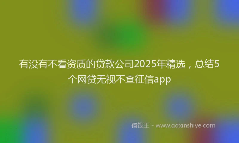 有没有不看资质的贷款公司2025年精选，总结5个网贷无视不查征信app