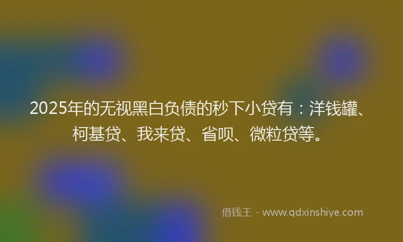 2025年的无视黑白负债的秒下小贷有：洋钱罐、柯基贷、我来贷、省呗、微粒贷等。