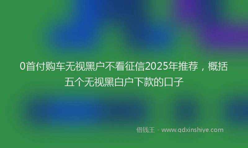 0首付购车无视黑户不看征信2025年推荐，概括五个无视黑白户下款的口子