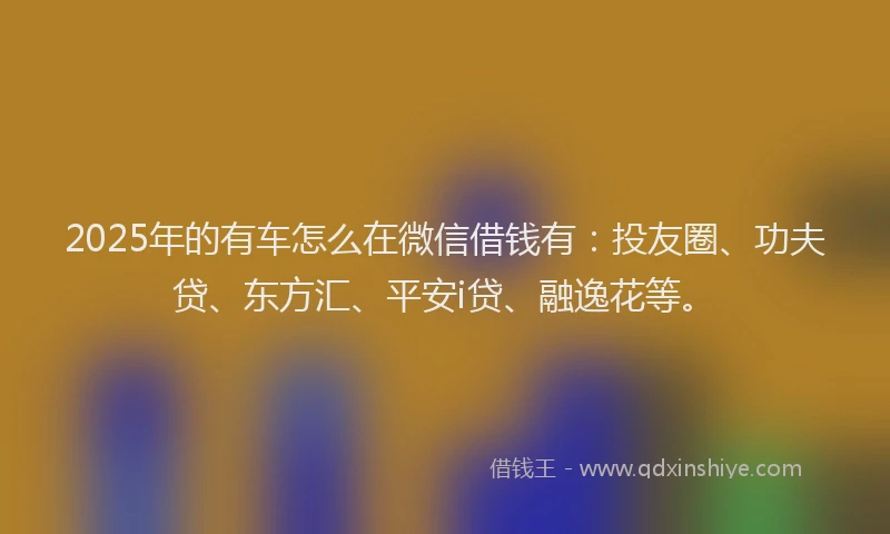 2025年的有车怎么在微信借钱有：投友圈、功夫贷、东方汇、平安i贷、融逸花等。