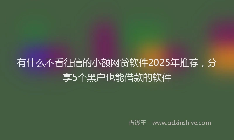 有什么不看征信的小额网贷软件2025年推荐，分享5个黑户也能借款的软件