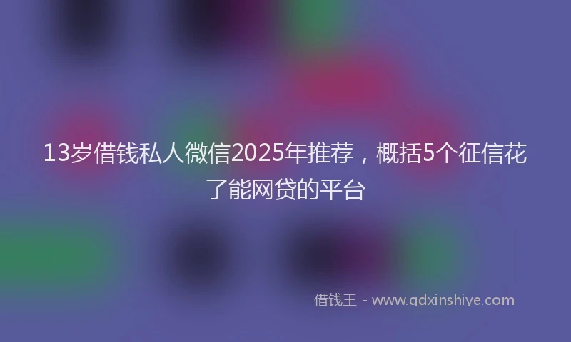 13岁借钱私人微信2025年推荐，概括5个征信花了能网贷的平台