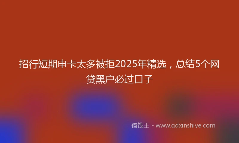 招行短期申卡太多被拒2025年精选，总结5个网贷黑户必过口子