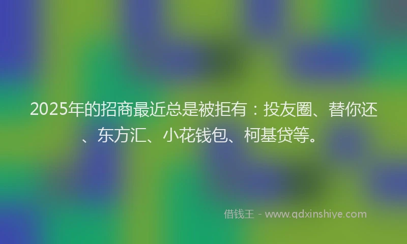 2025年的招商最近总是被拒有：投友圈、替你还、东方汇、小花钱包、柯基贷等。
