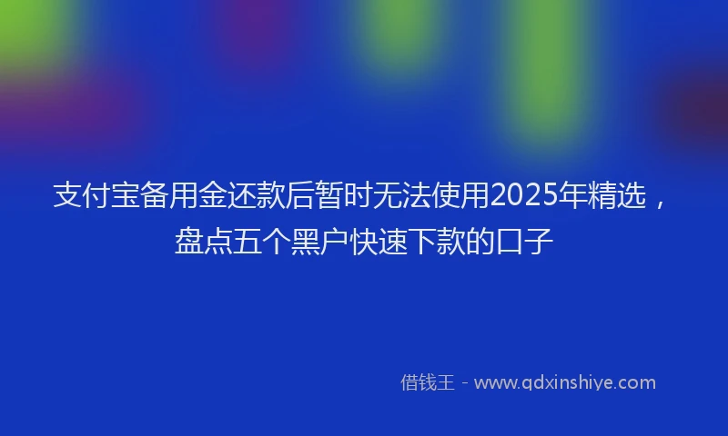 支付宝备用金还款后暂时无法使用2025年精选，盘点五个黑户快速下款的口子